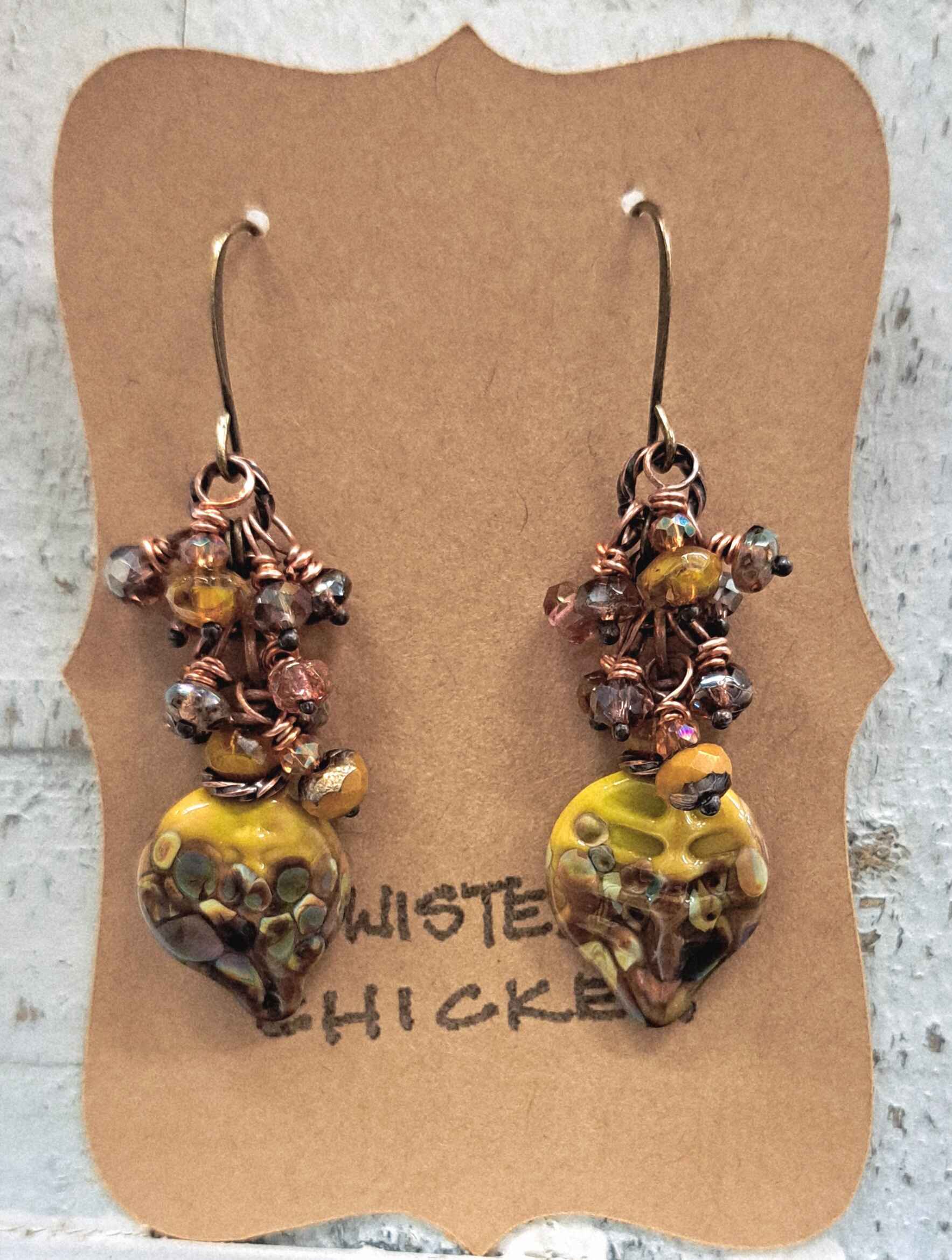 Lampwork Bead Earrings with Twisted Chicken image