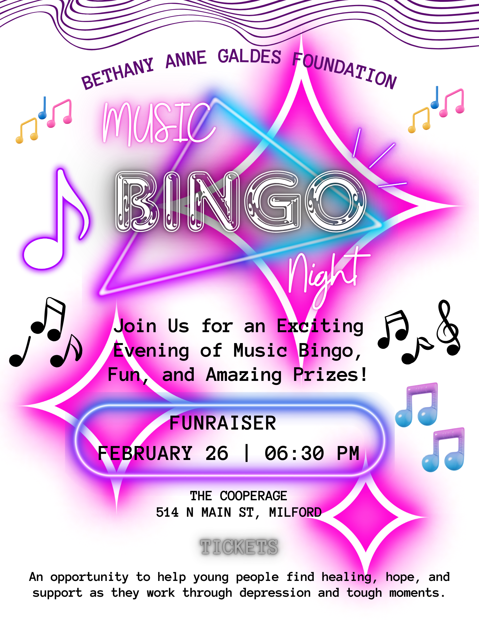 2026 Music Bingo Fundraiser Event - Bethany Anne Galdes Foundation image