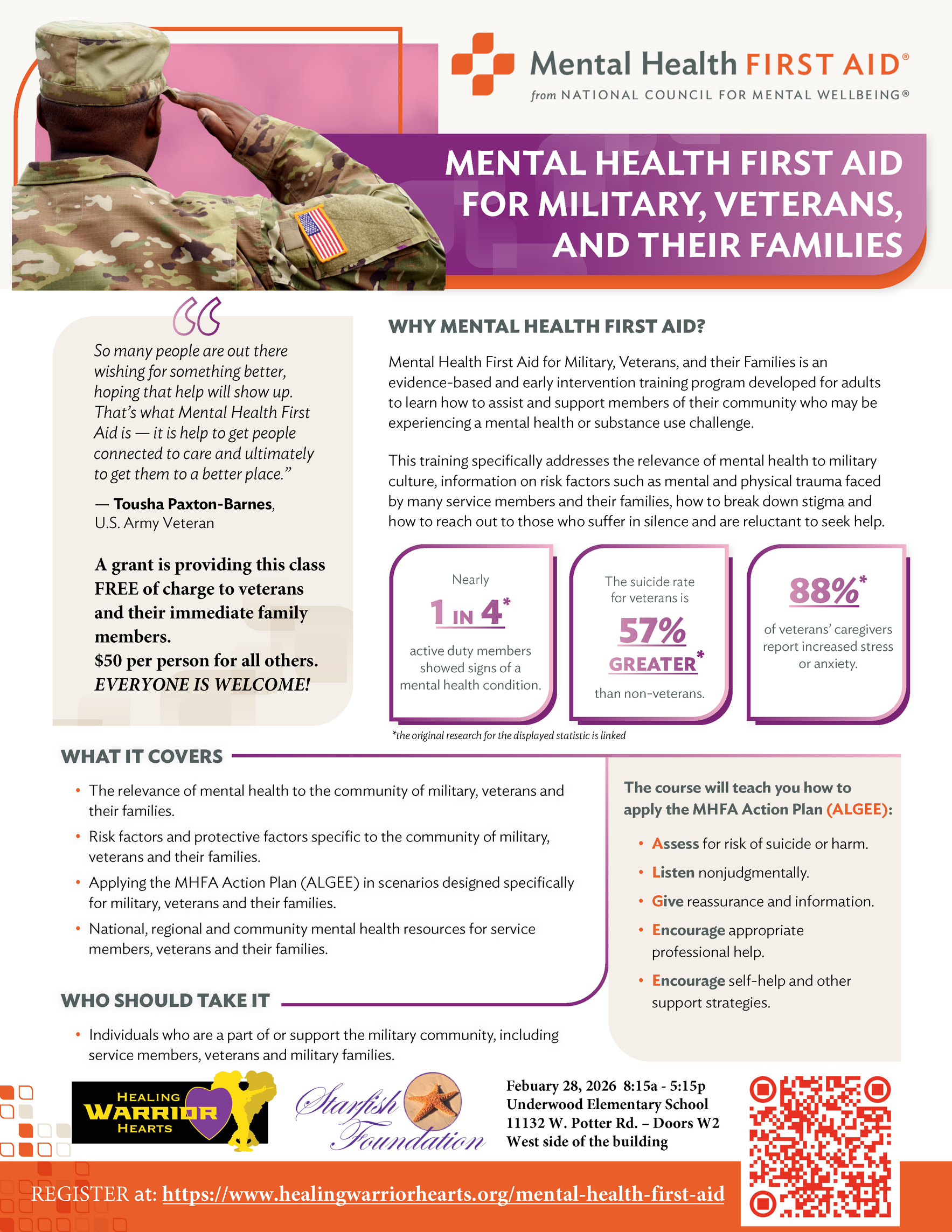 Mental Health First Aid training - Military/Veterans and families image