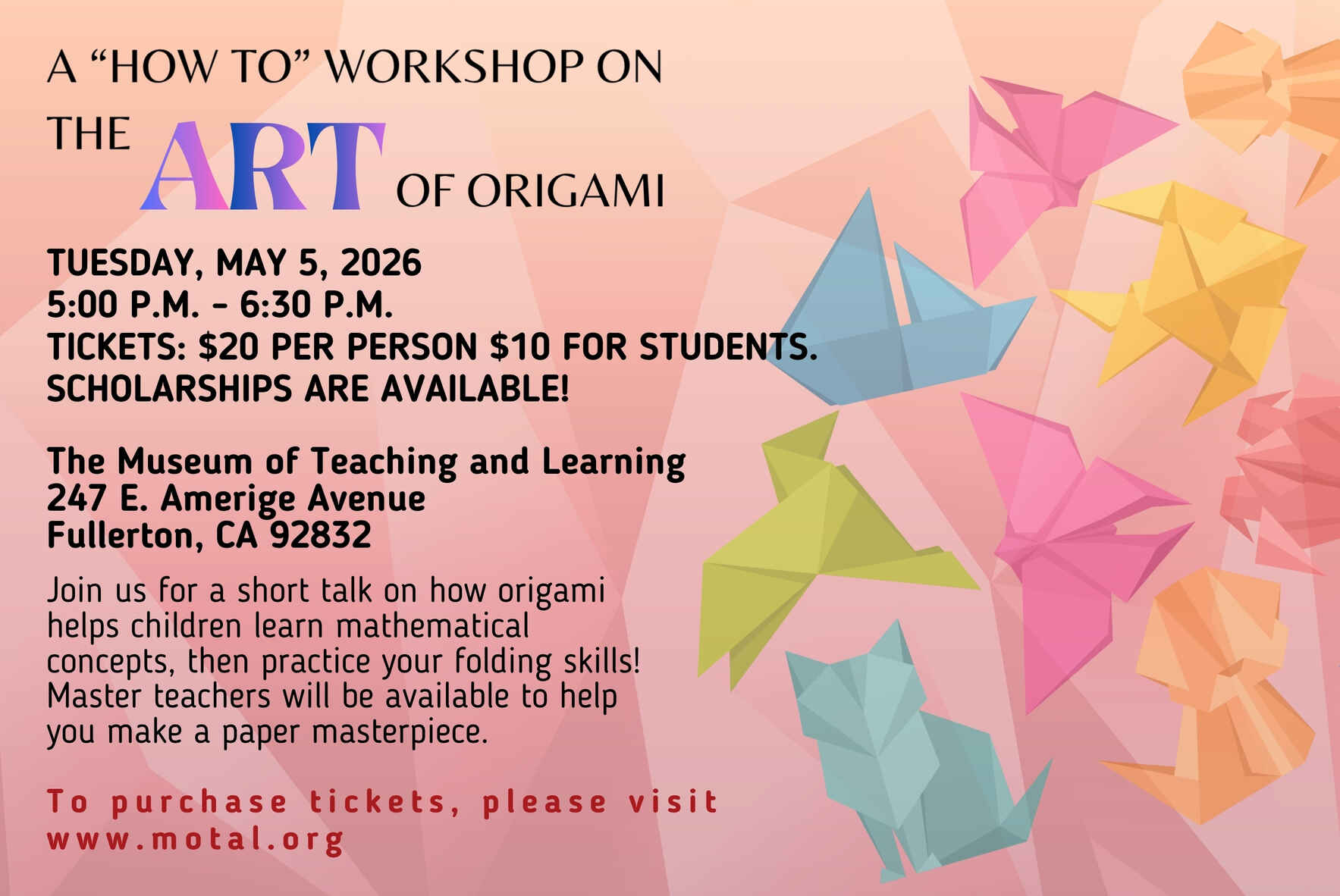 A "How To" Workshop Focusing on the Art of Origami image
