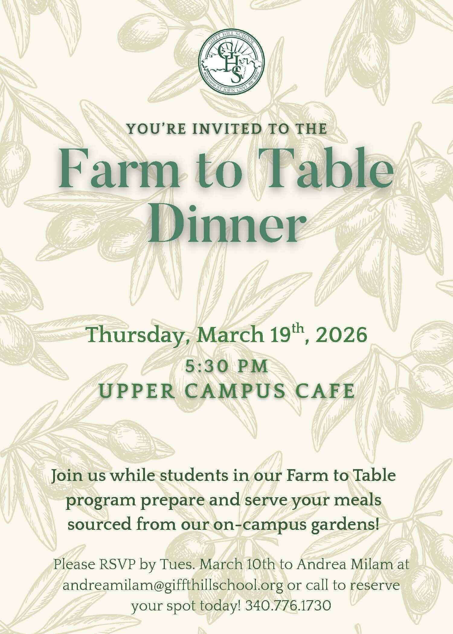 Farm to Table Dinner March 19, 2026 image