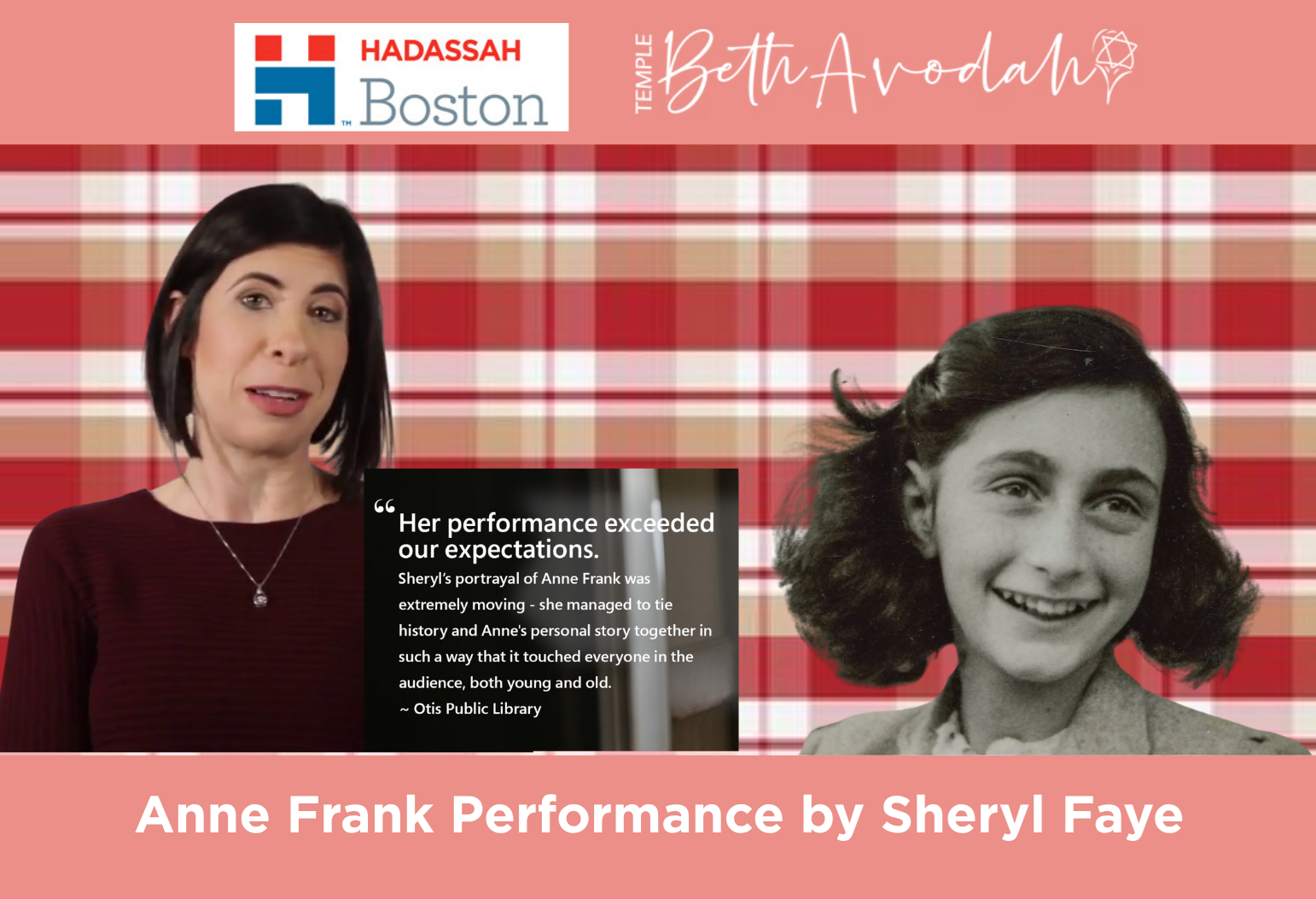 HNE: Hadassah Boston Tikvah Anne Frank Performance by Sheryl Faye 2026 image