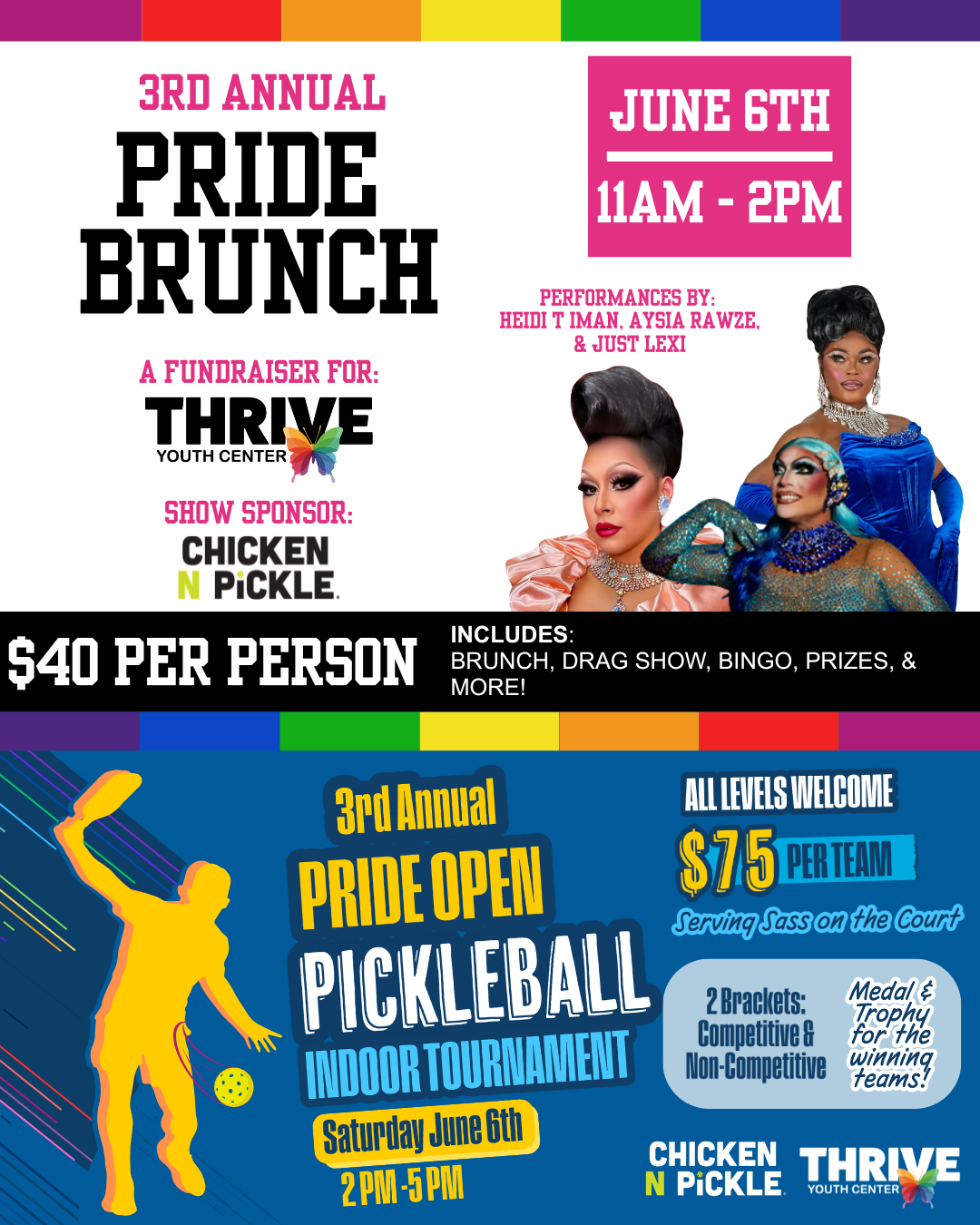 3rd Annual Pride Brunch & Pickleball Tournament at Chicken N Pickle image
