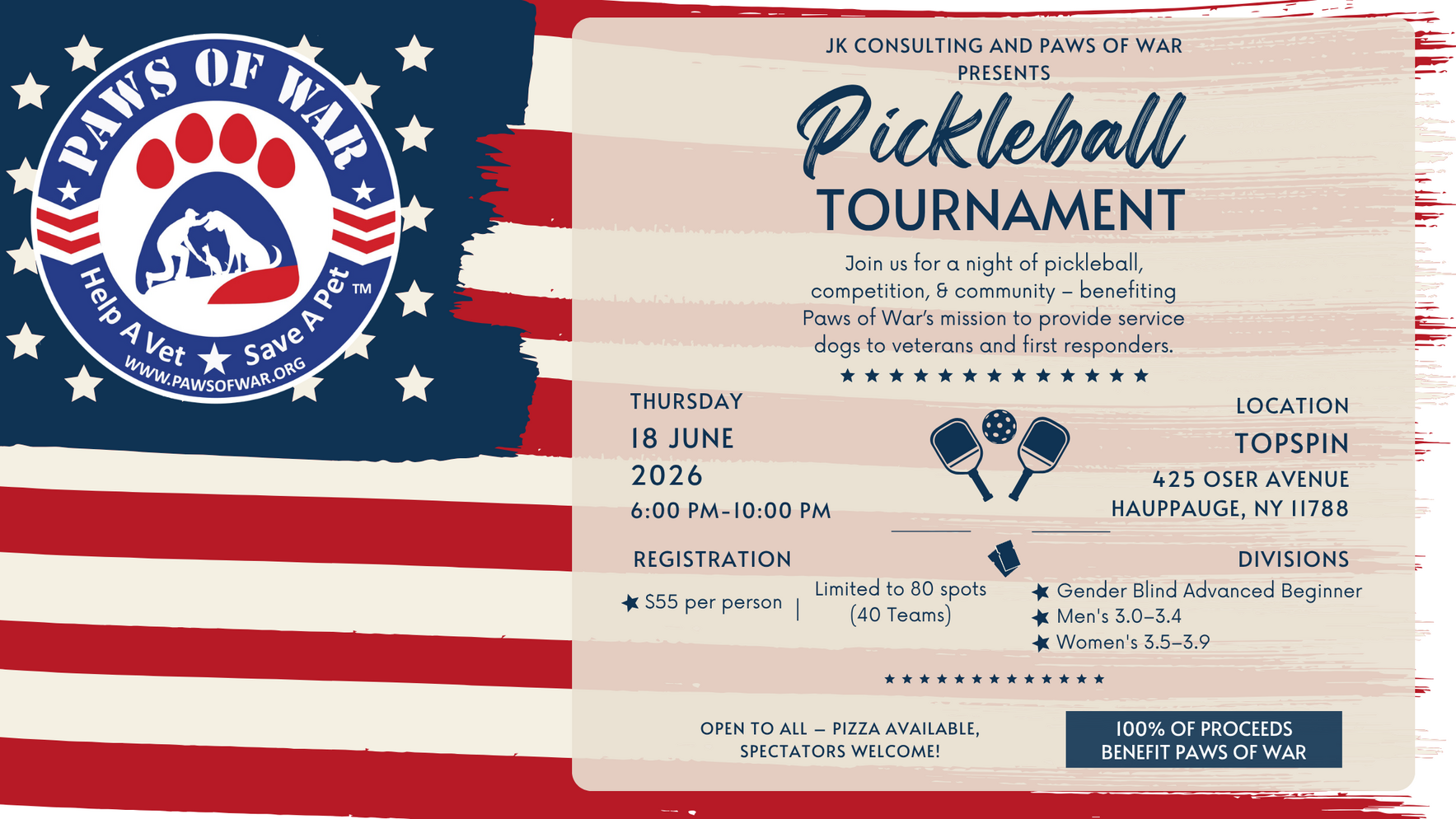 Paws of War Pickleball Tournament 2026 image