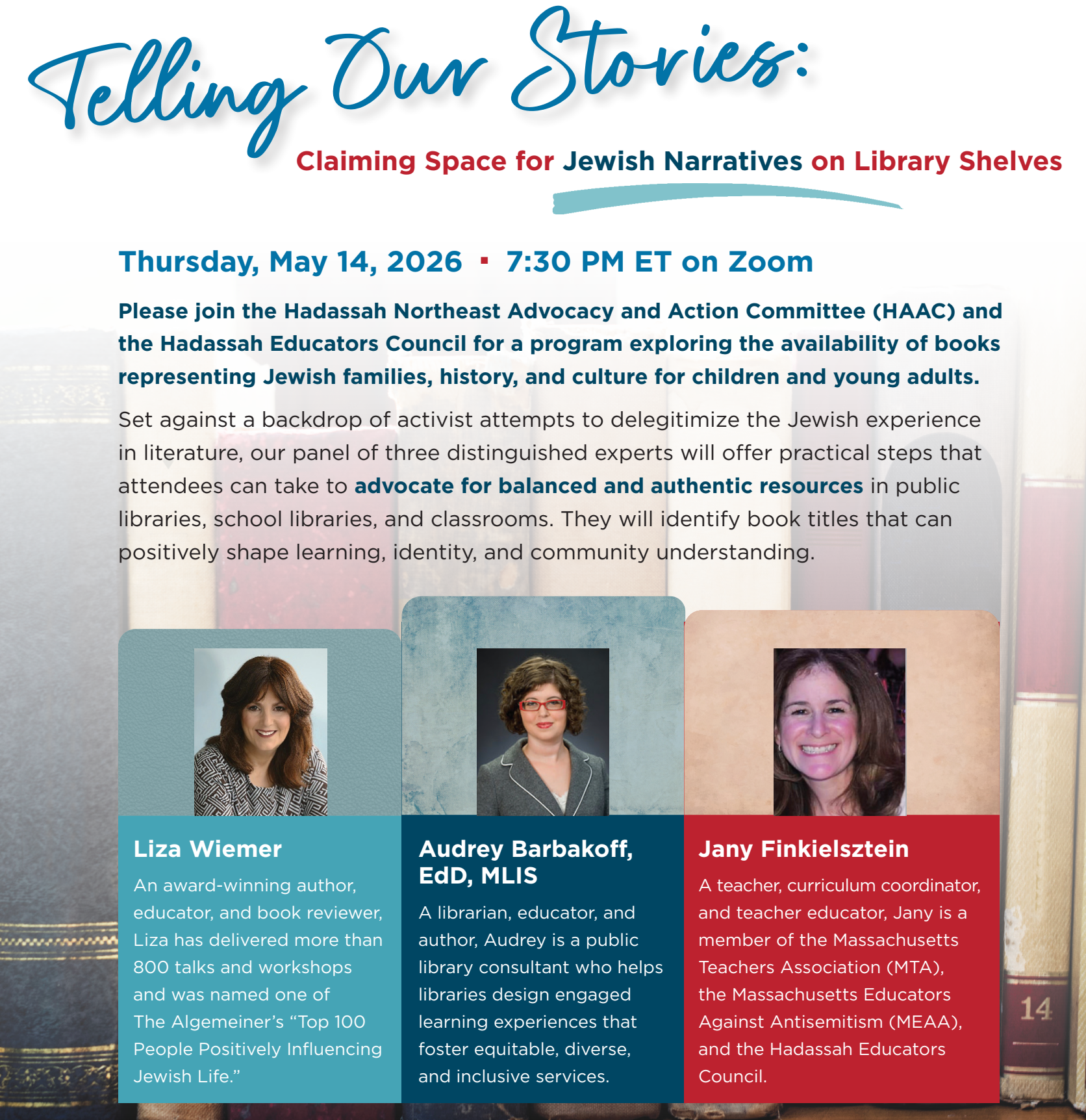 HNE: Telling Our Stories: Claiming Space for Jewish Narratives on Library Shelves 2026 image
