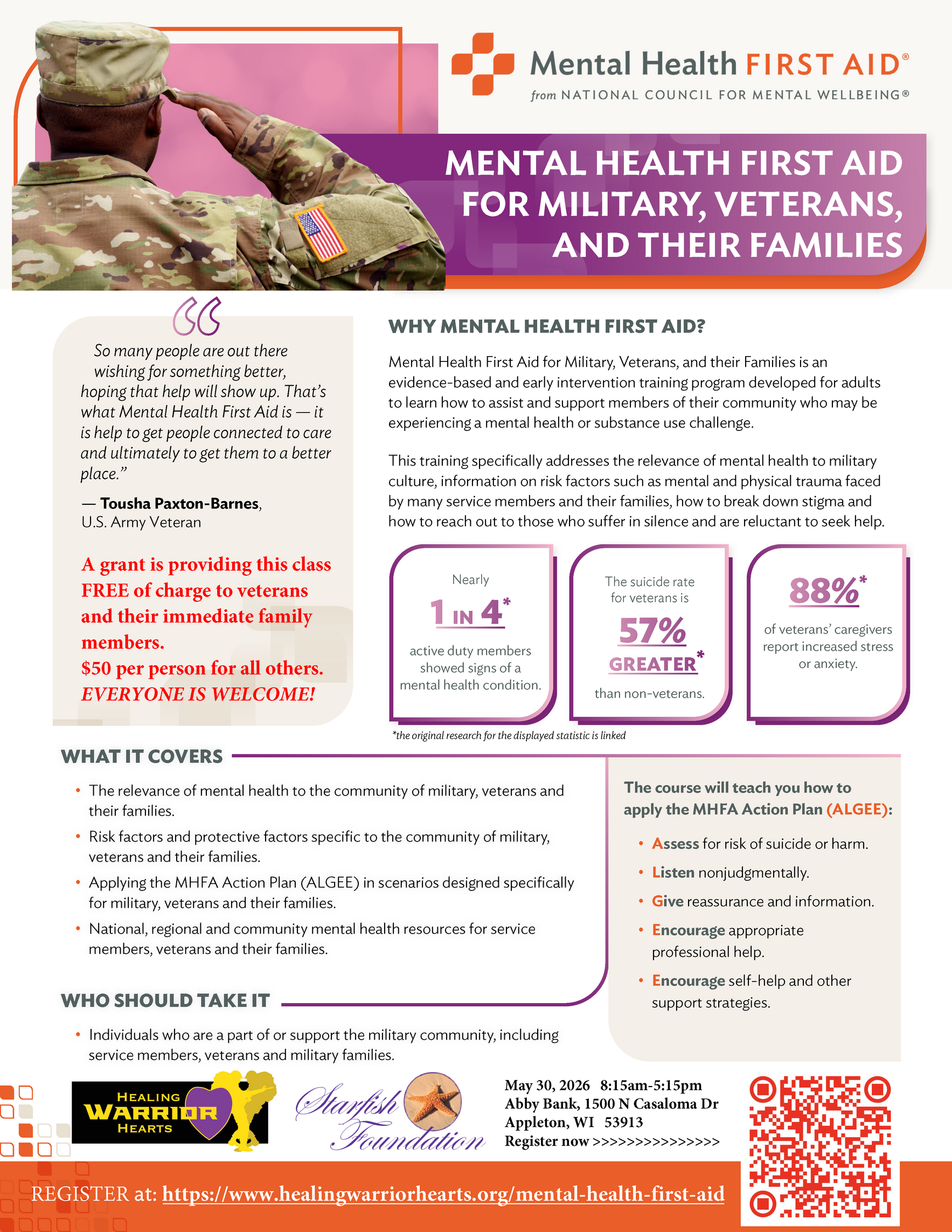 Mental Health First Aid Military, Veterans and Their Families image