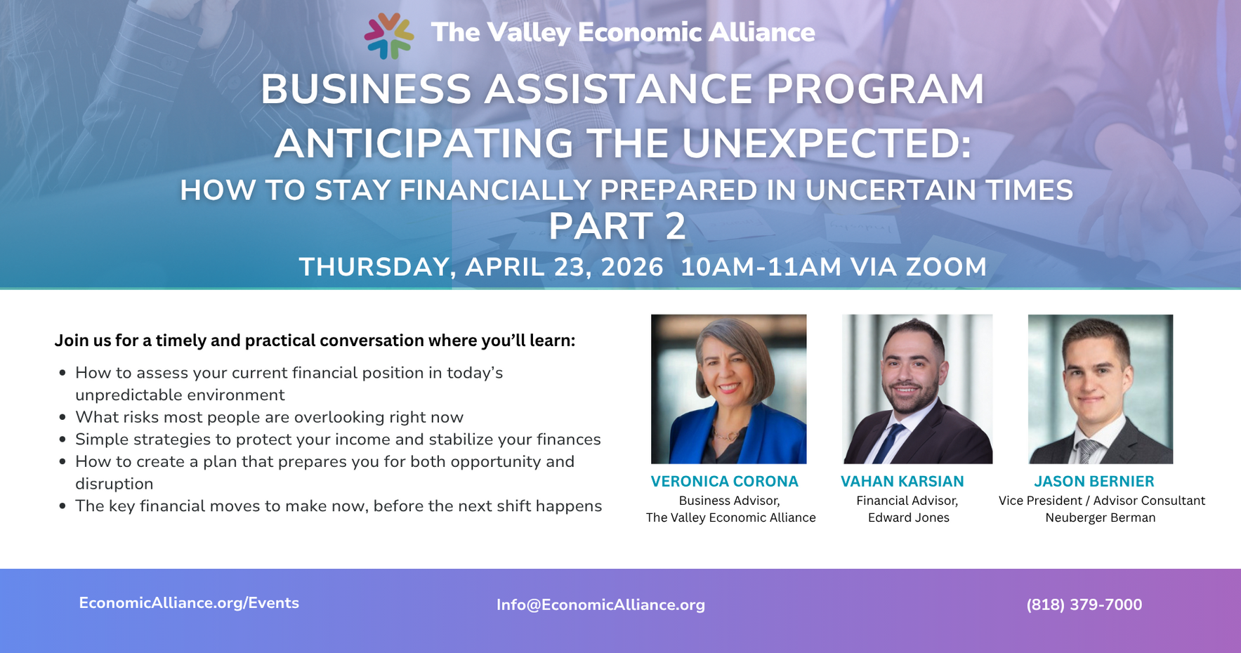 04-23-26: Anticipating the Unexpected:  How to Stay Financially Prepared in Uncertain Times Part 2  image