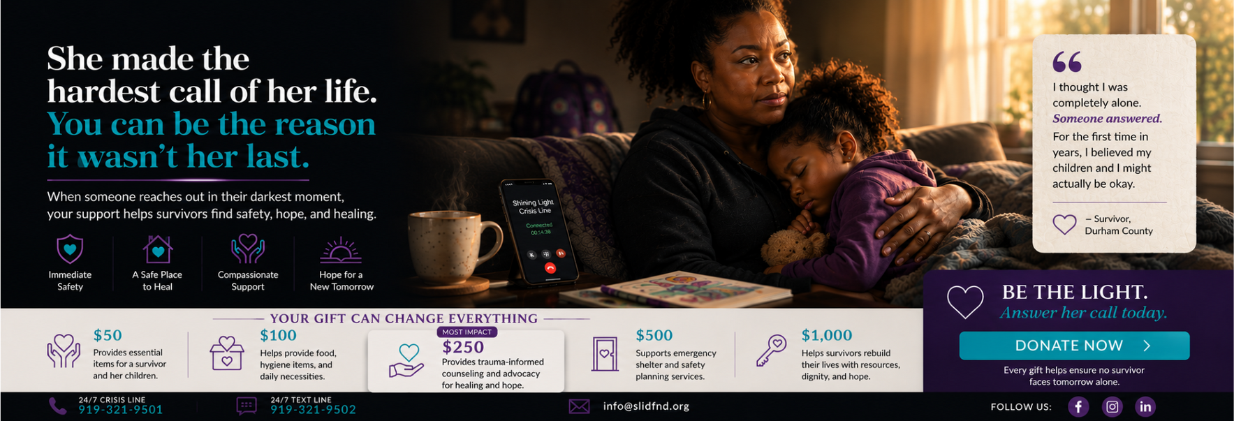 Your gift is not just a donation. It is safety, healing, advocacy, and hope for survivors in crisis. image