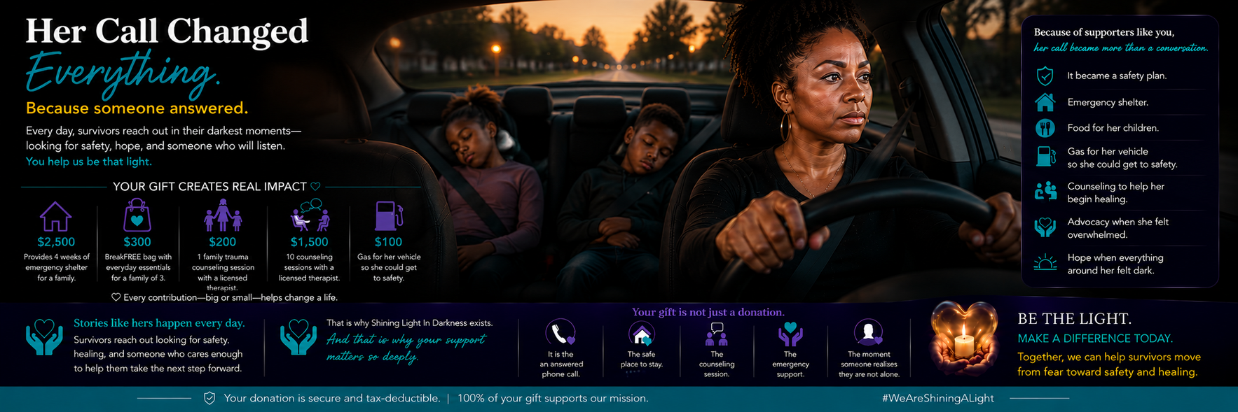Your gift is not just a donation. It is safety, healing, advocacy, and hope for survivors in crisis. image