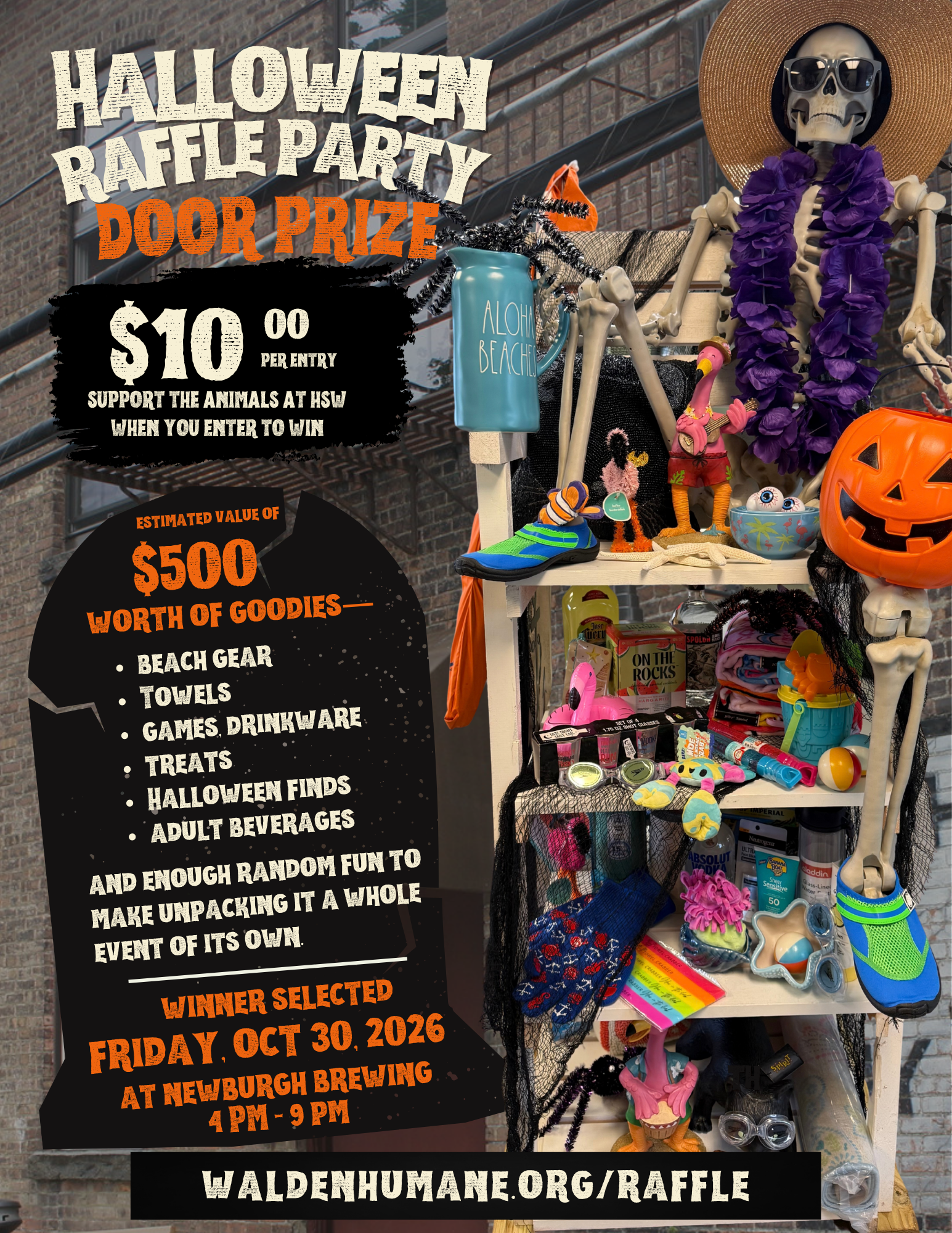 One winner. $500 in goodies. A skeleton in a sun hat.  image