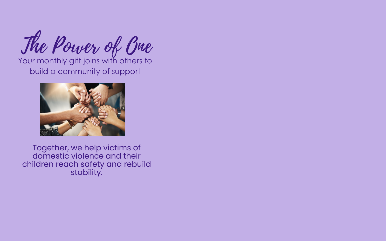 Become a Power of One Monthly Donor image