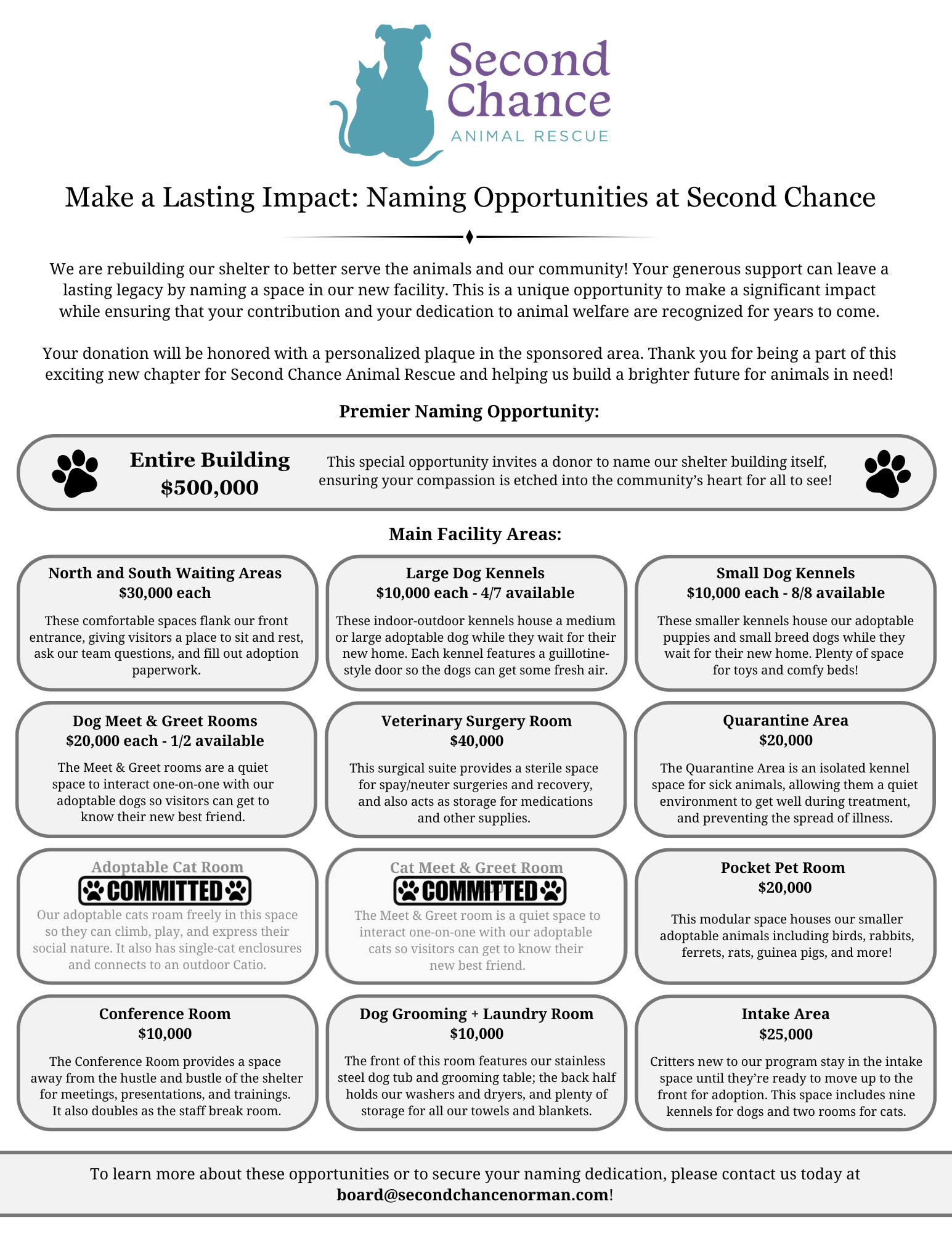 Make a Lasting Impact: Naming Opportunities at Second Chance image