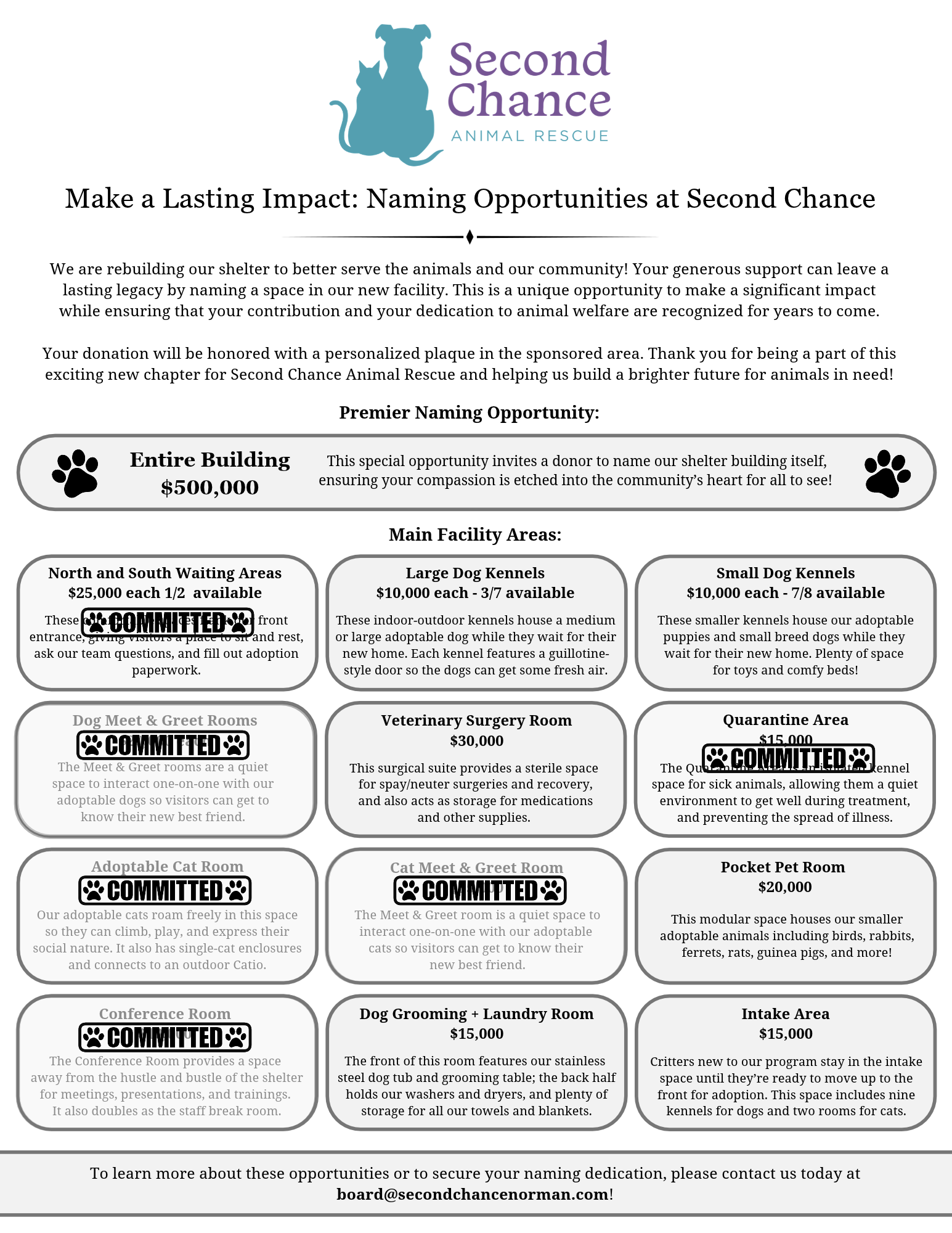 Make a Lasting Impact: Naming Opportunities at Second Chance image