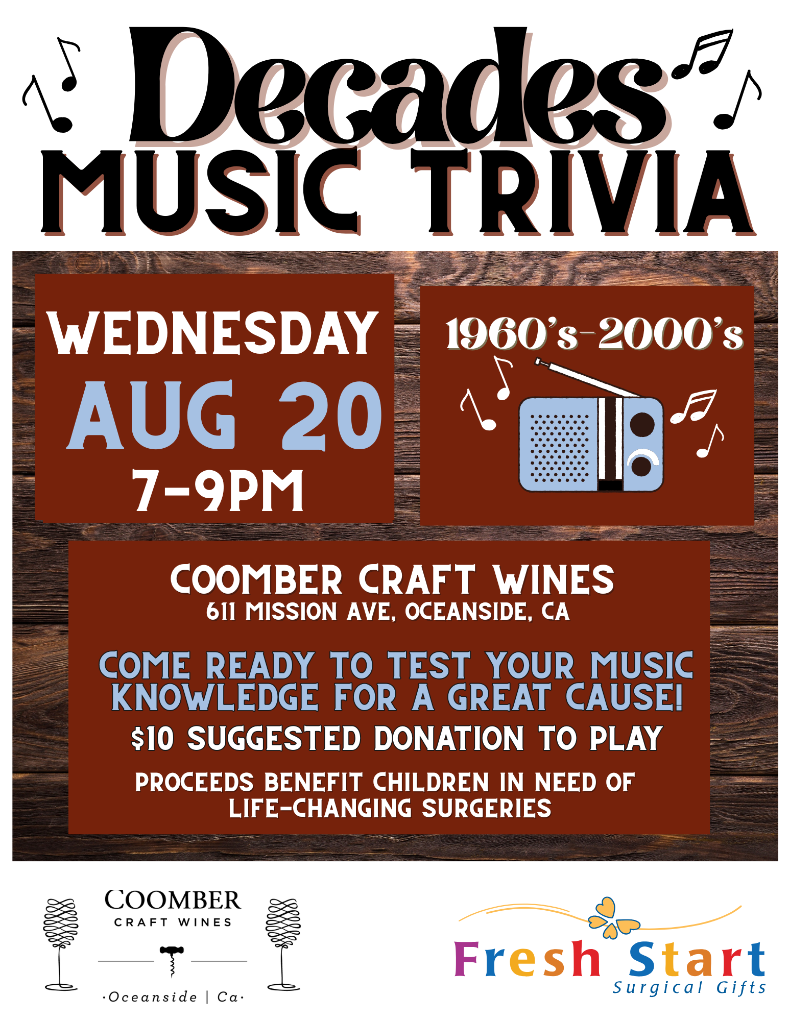 Join Us For Decades Music Trivia at Coomber Craft Wines! image