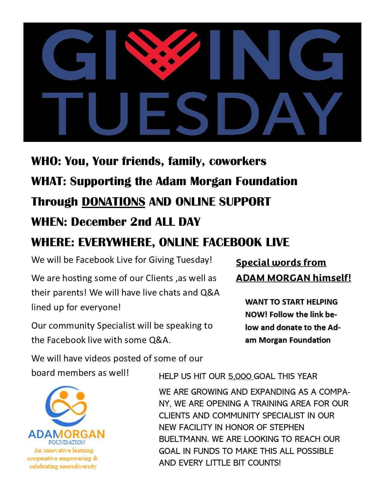 ADAM MORGAN FOUNDATION - GIVING TUESDAY 2025