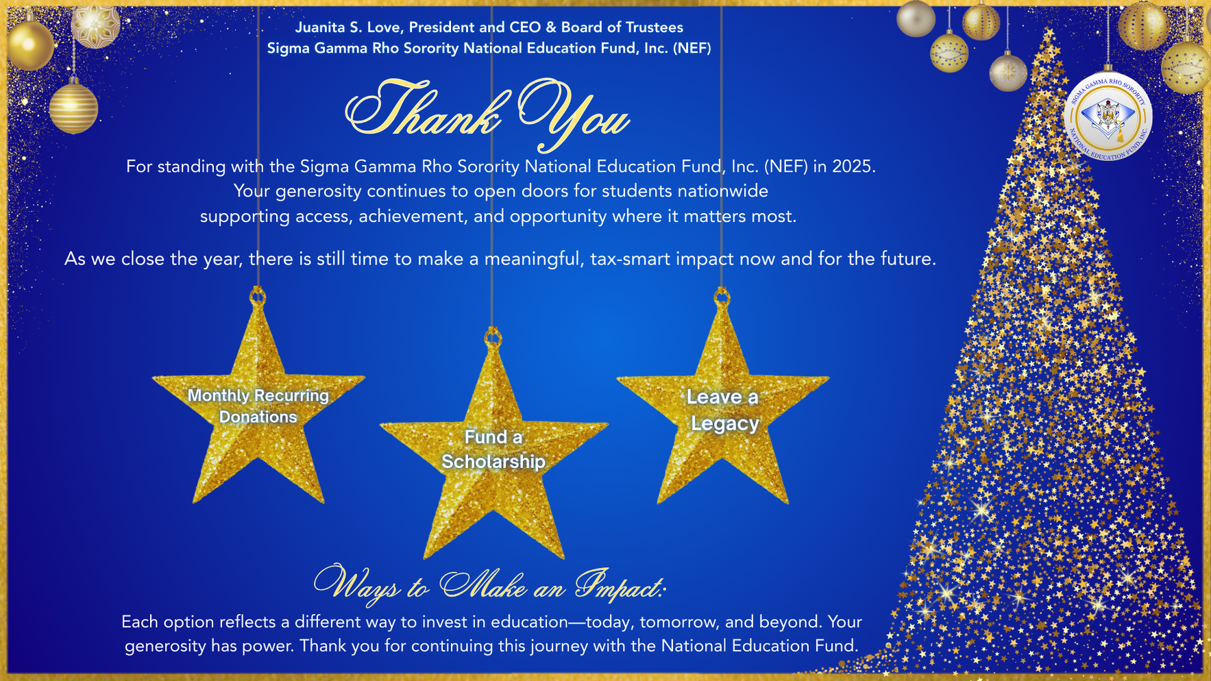 Thank you for your support in 2025!  Now, let's reach for the stars for our scholars in 2026! image