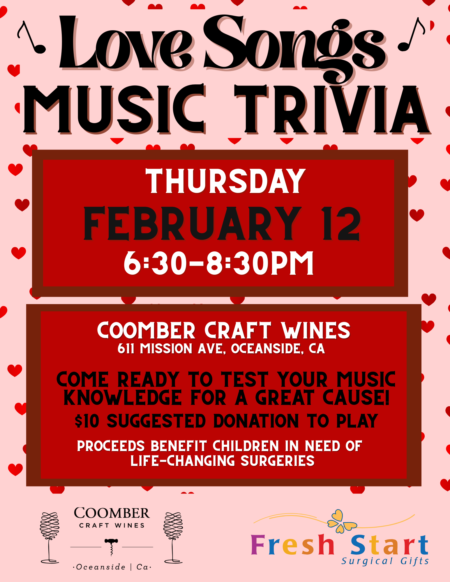 Join us for a night full of music, wine, love and trivia all for a great cause! image