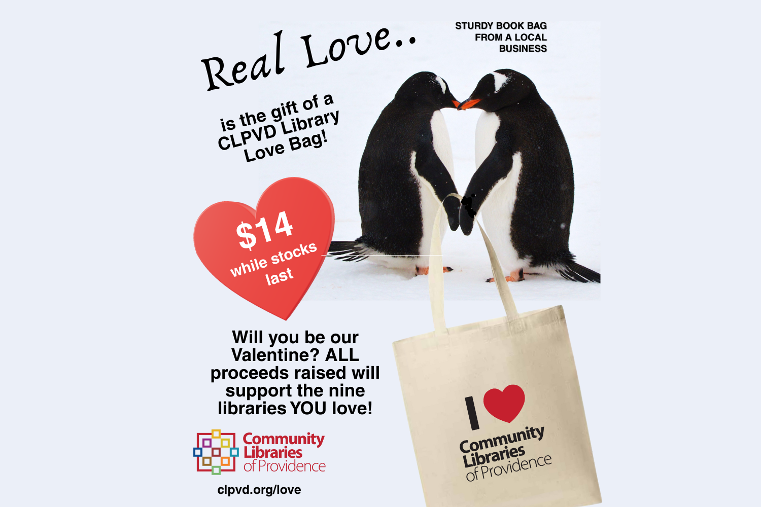 Show the book lover in your life how much you care with our CLPVD Library Love bag! image