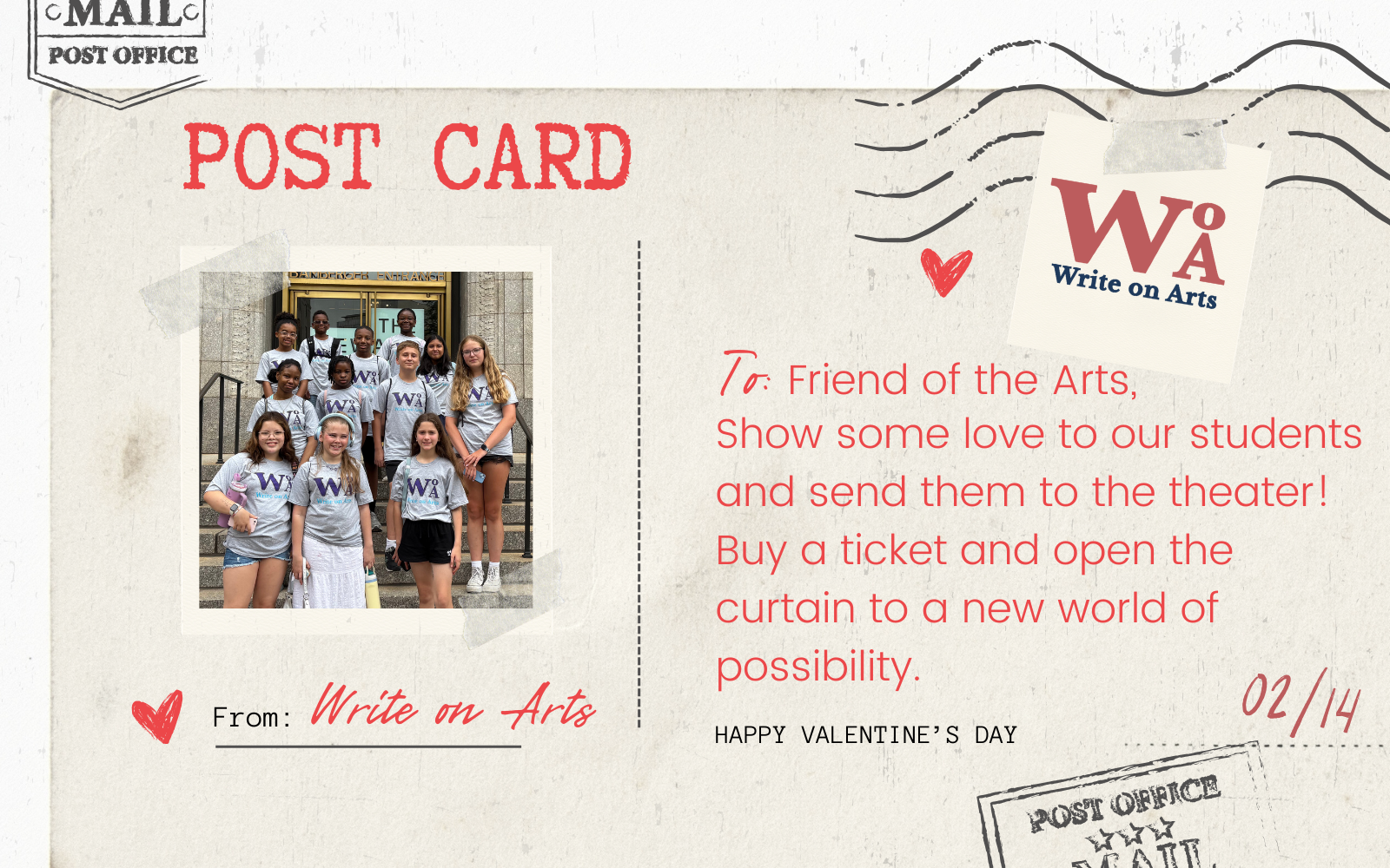 This Valentine’s Day, Share the Love and Send a Student to the Theatre! image