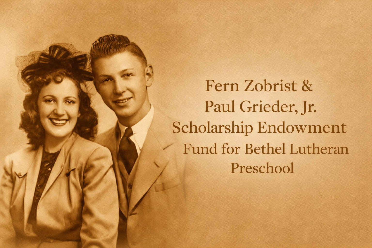 Fern Zobrist & Paul Grieder, Jr. Scholarship Endowment Fund for Bethel Lutheran Preschool image
