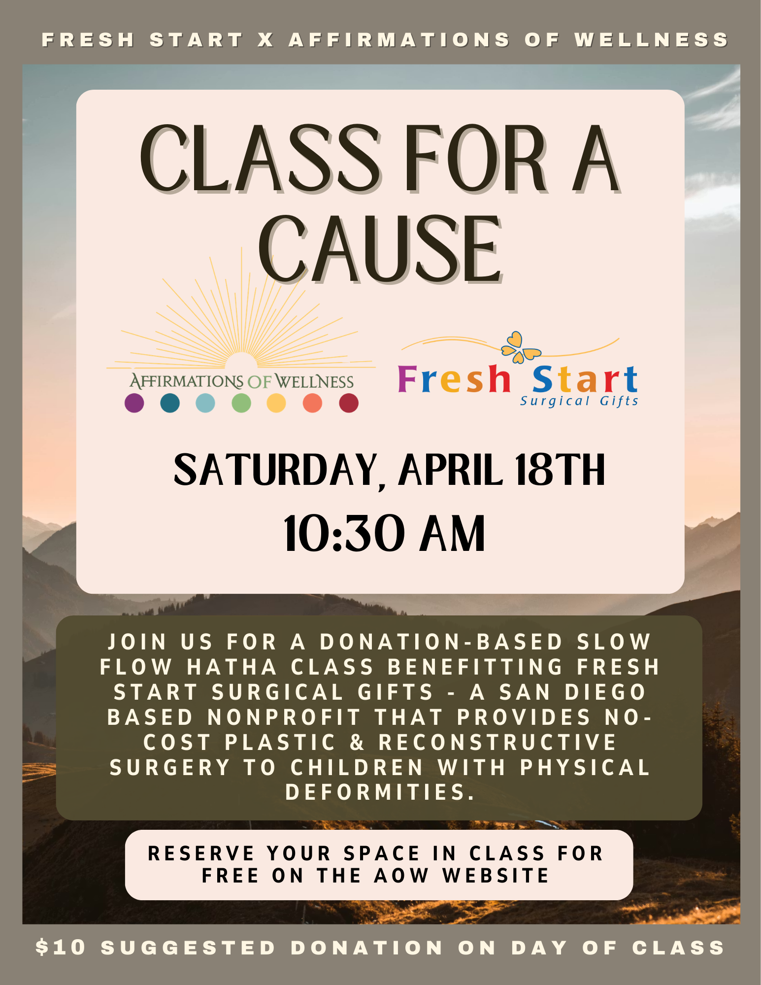 Join Us For a Slow Flow Hatha Class Benefitting Fresh Start Surgical Gifts  image