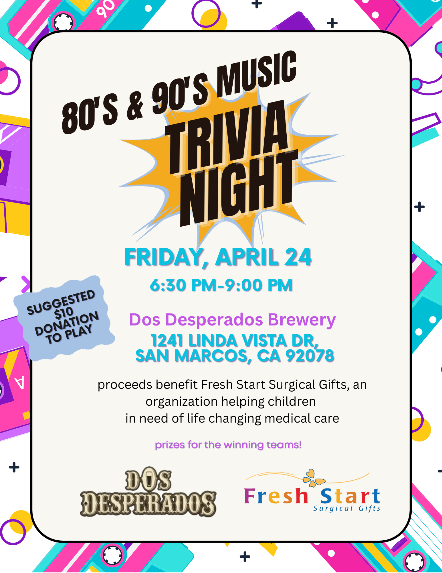 Fresh Start X Dos Desperados 80's & 90's Music Trivia Night image