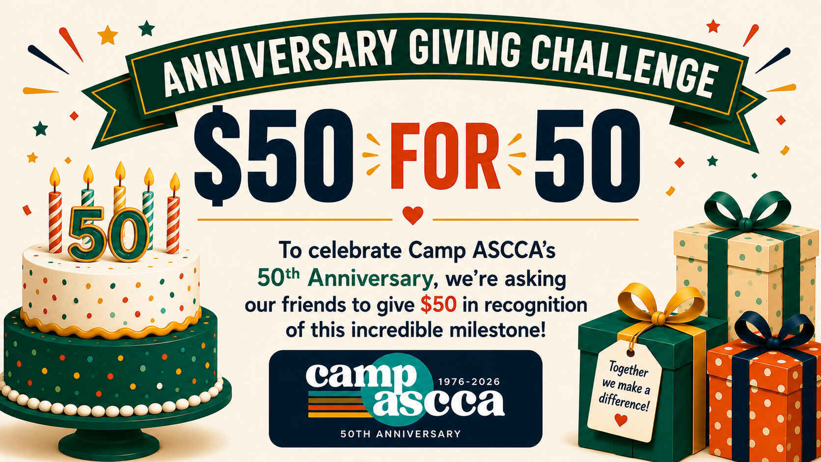 $50 to celebrate 50 years of Camp ASCCA! image