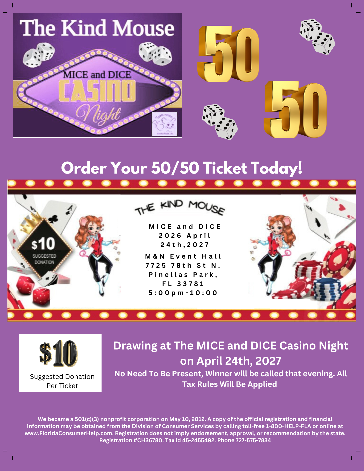 2027 Mice & Dice 50/50 Tickets image