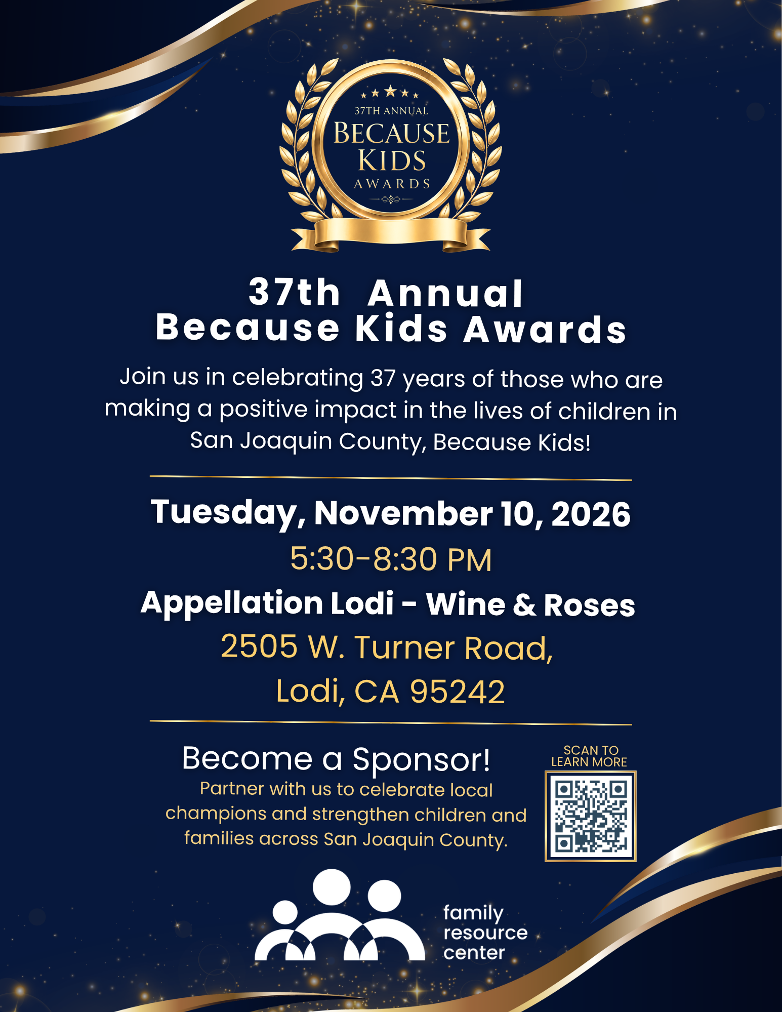 Celebrate the 37th Annual Because Kids Awards with Family Resource Center!  image