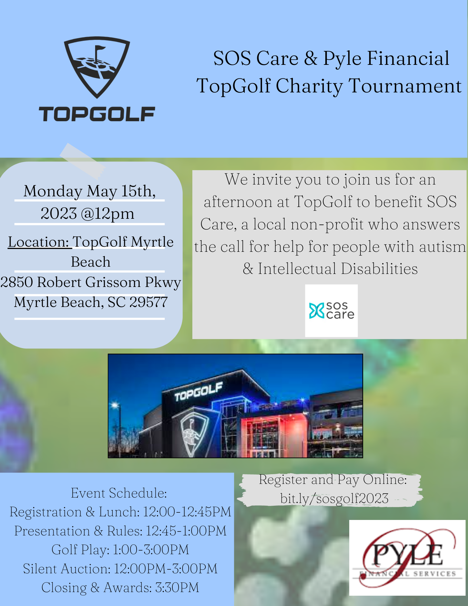 SOS Health Care SOS Care and Pyle Financial TopGolf Charity