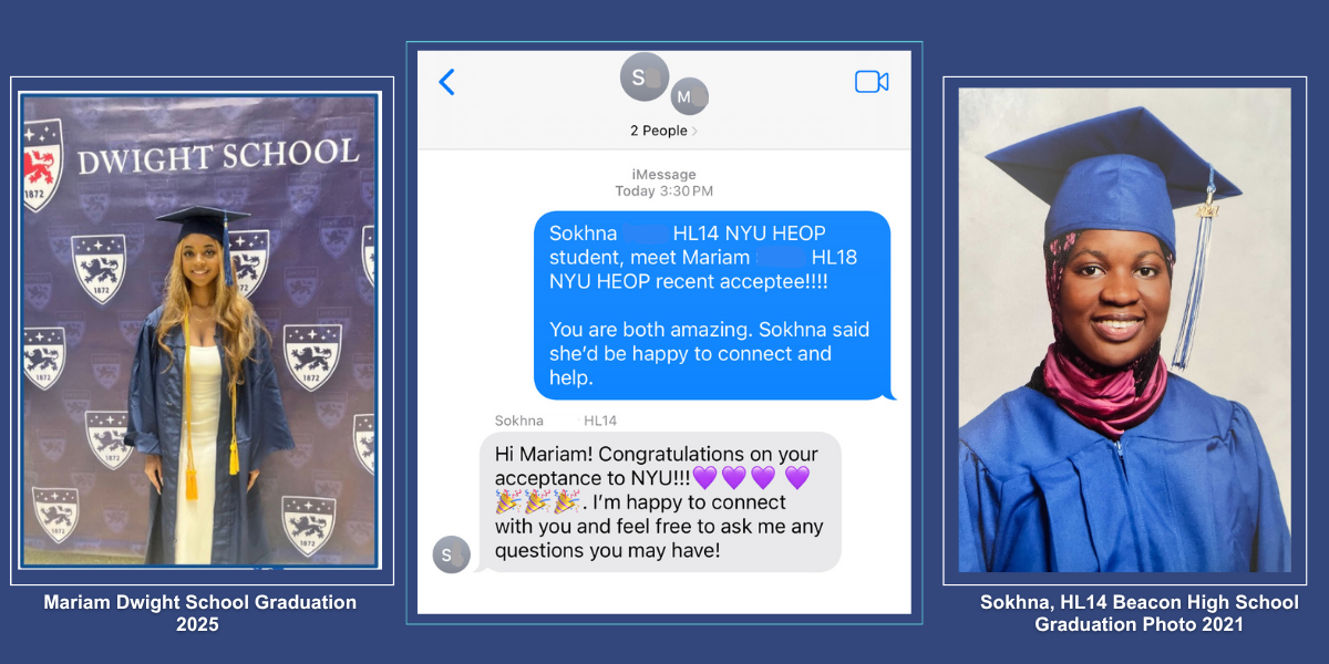 Mariam and Sokhna connect about support at NYU