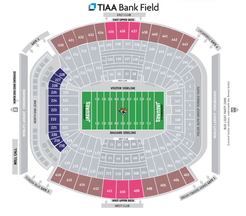 Jaguars Seating Map  Jacksonville Jaguars 